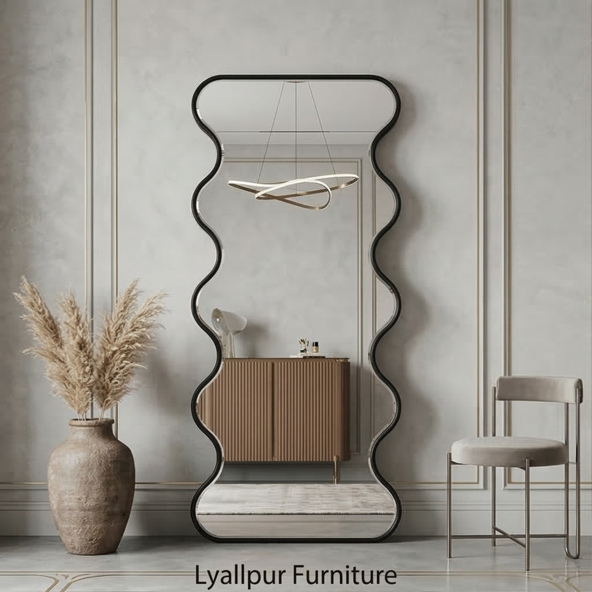 Modern Wavy Floor Mirror