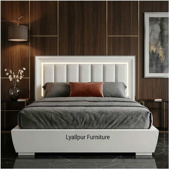 Modern White LED Fluted Bed