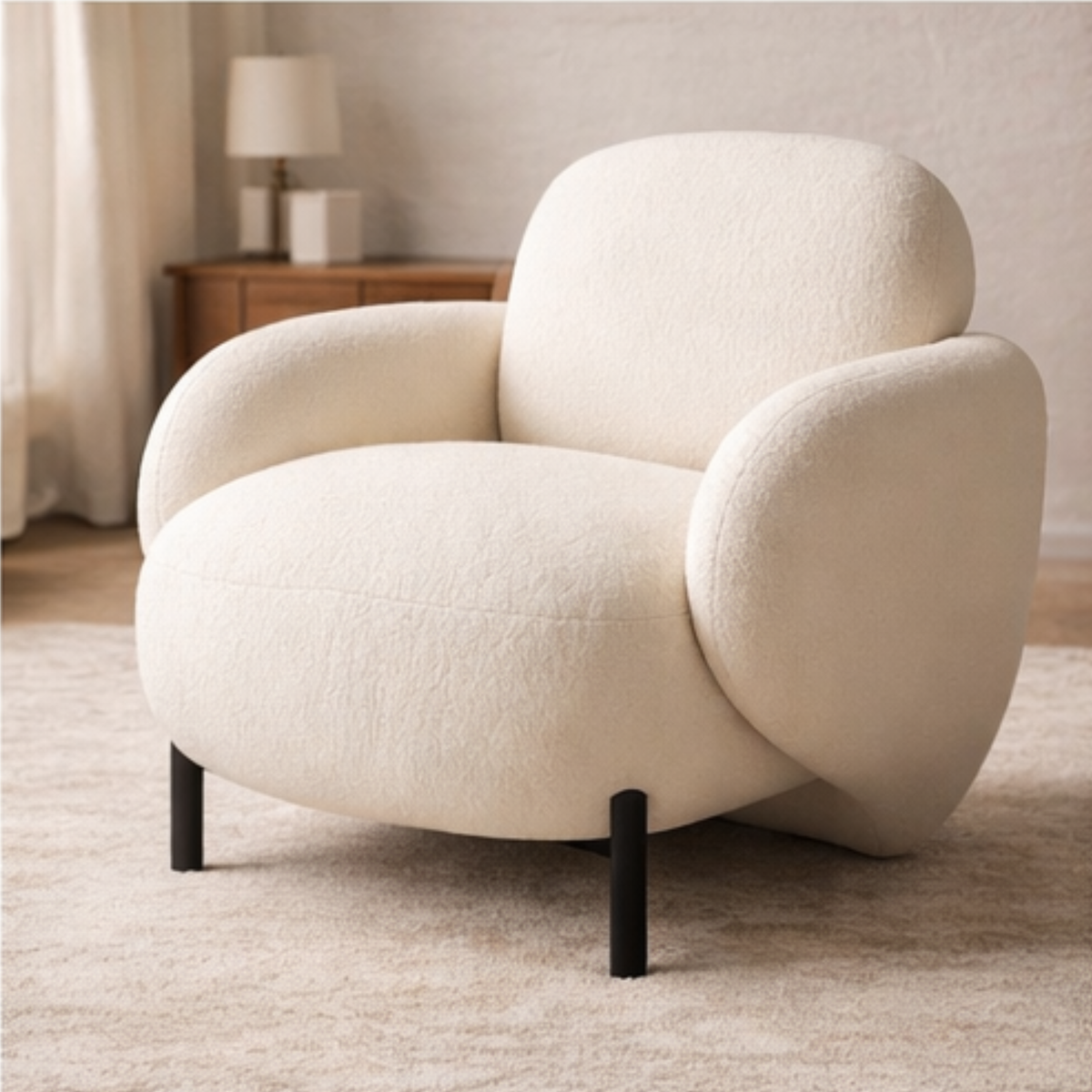 Modern Accent Armchair – Bouclé Lounge Chair