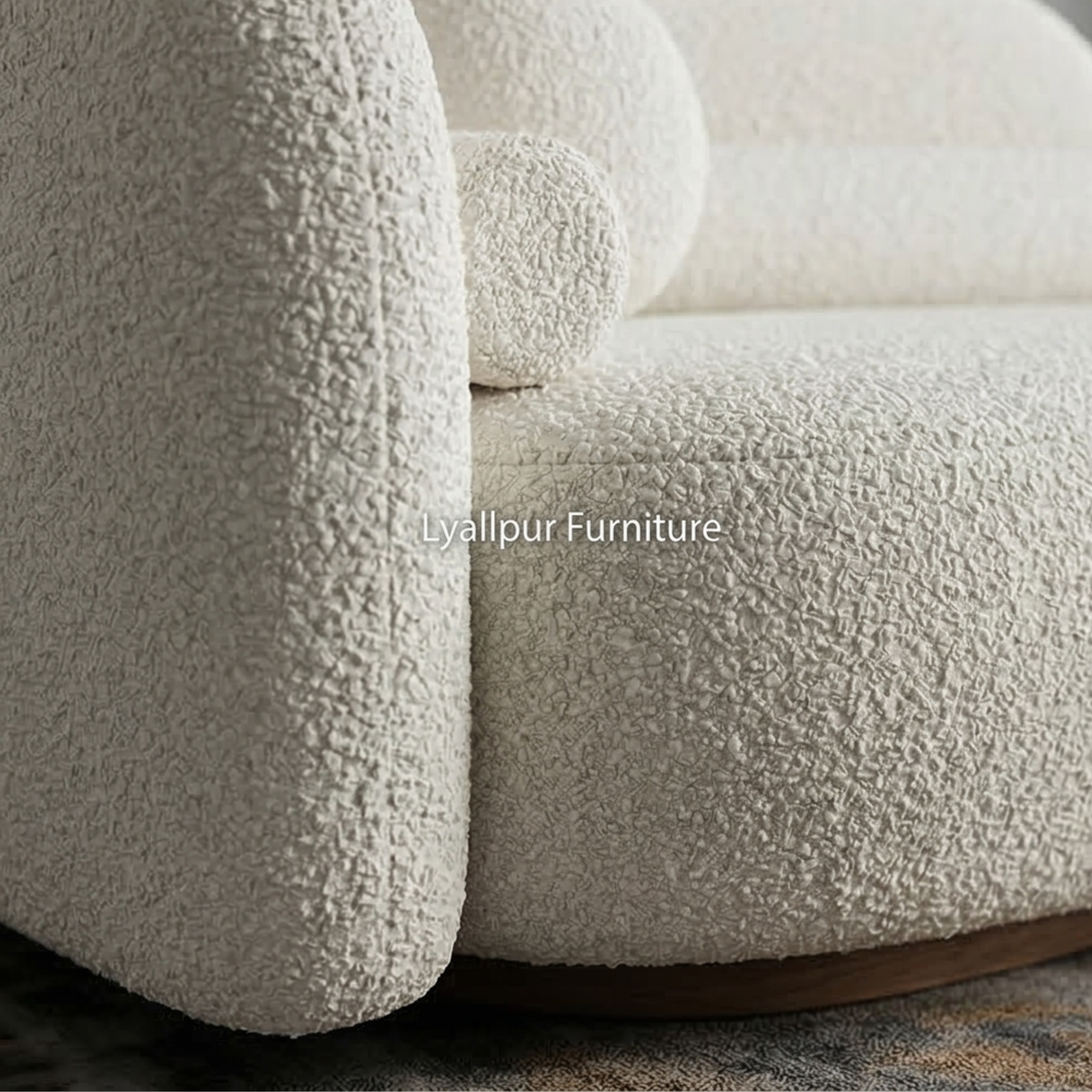Modern Curved Boucle Sofa