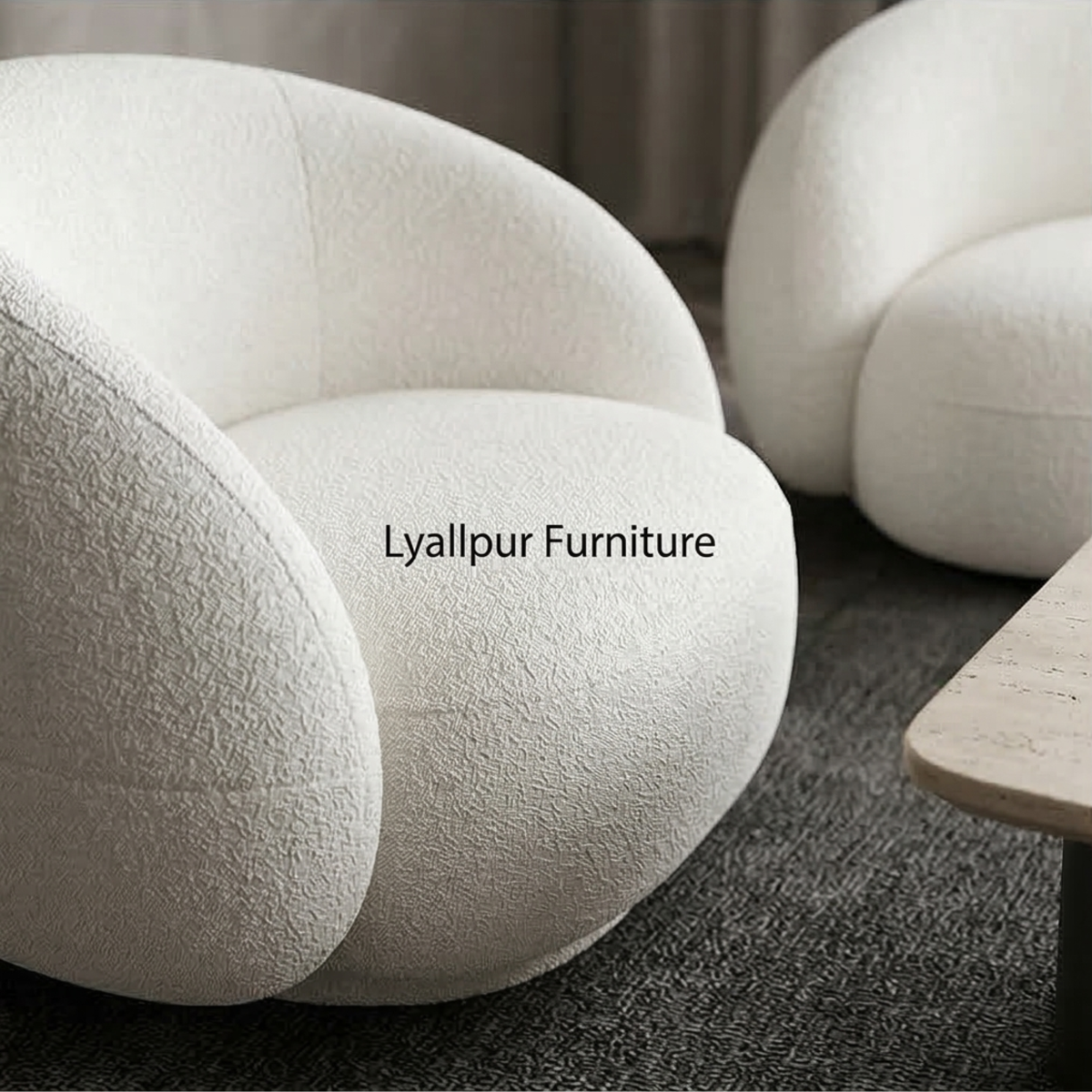 Modern Curved Boucle Sofa Set