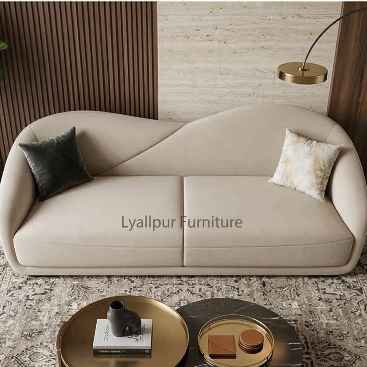 Modern Curved Cream Sofa