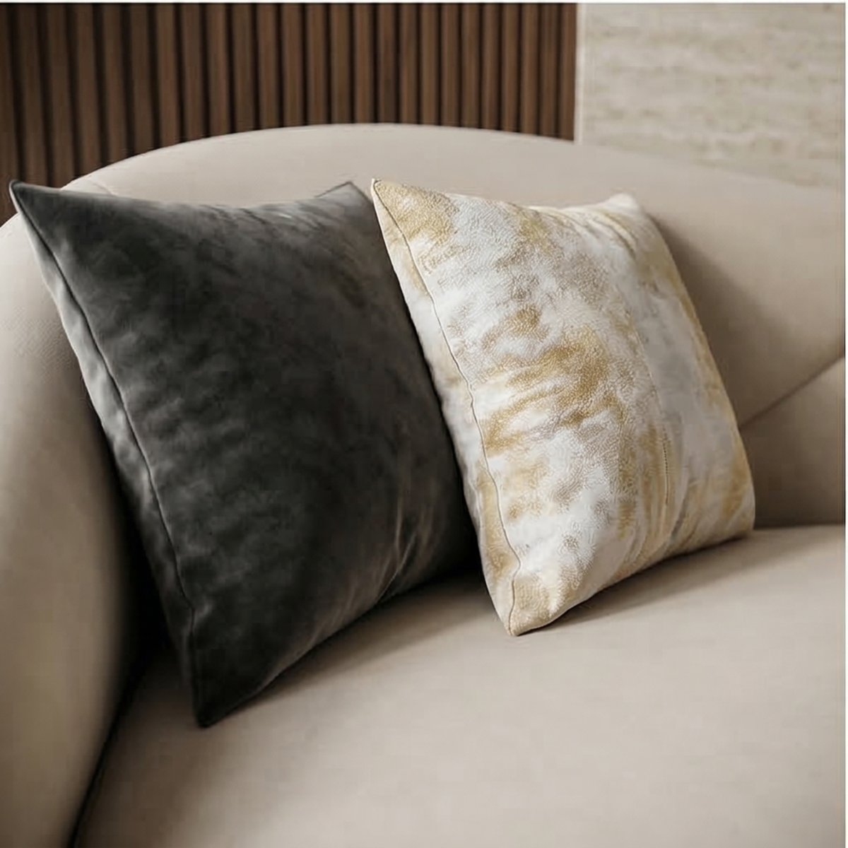 Modern Curved Cream Sofa