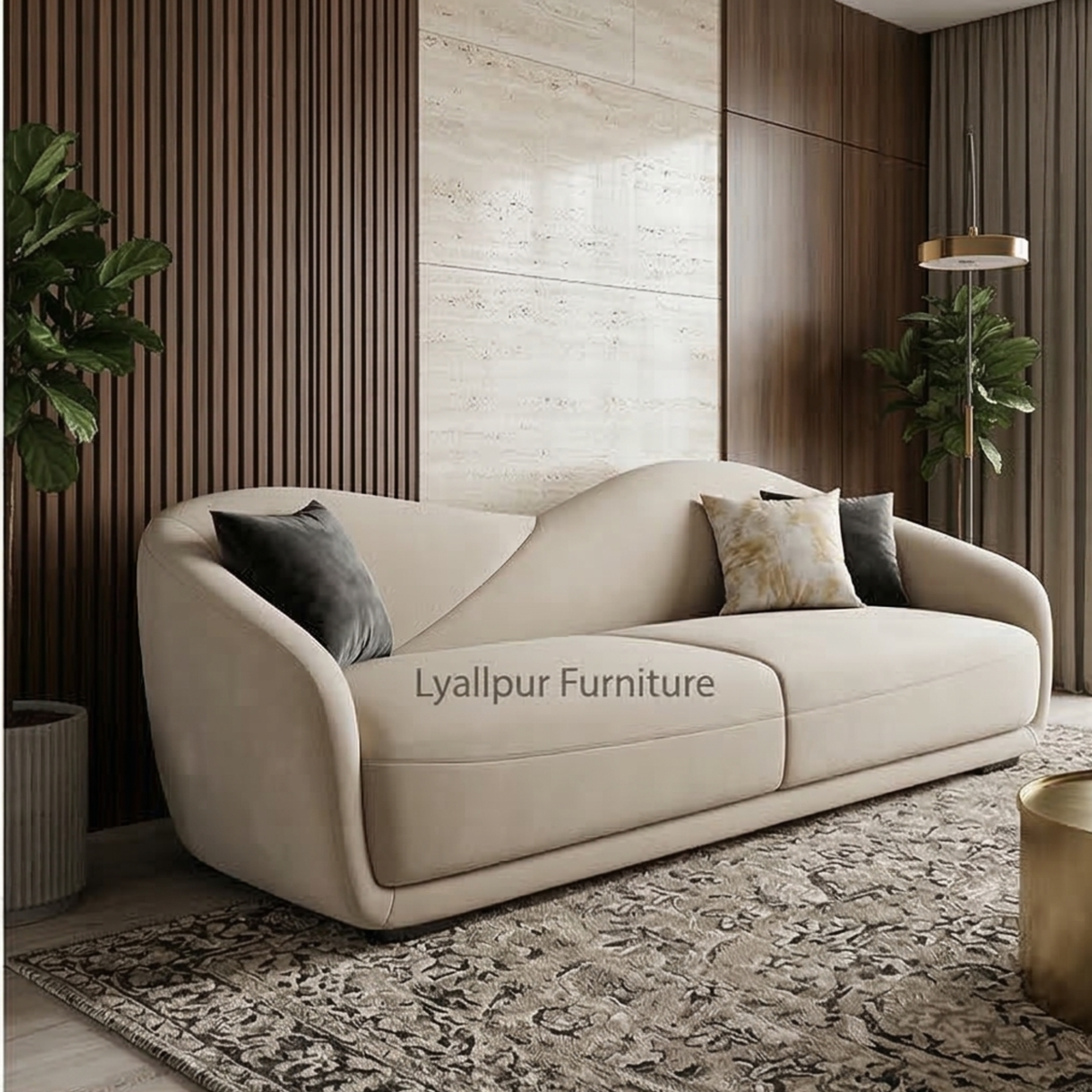 Modern Curved Cream Sofa