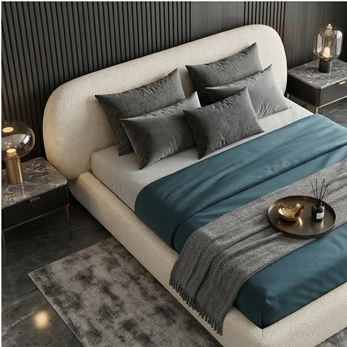 Modern Curved Upholstered Bed