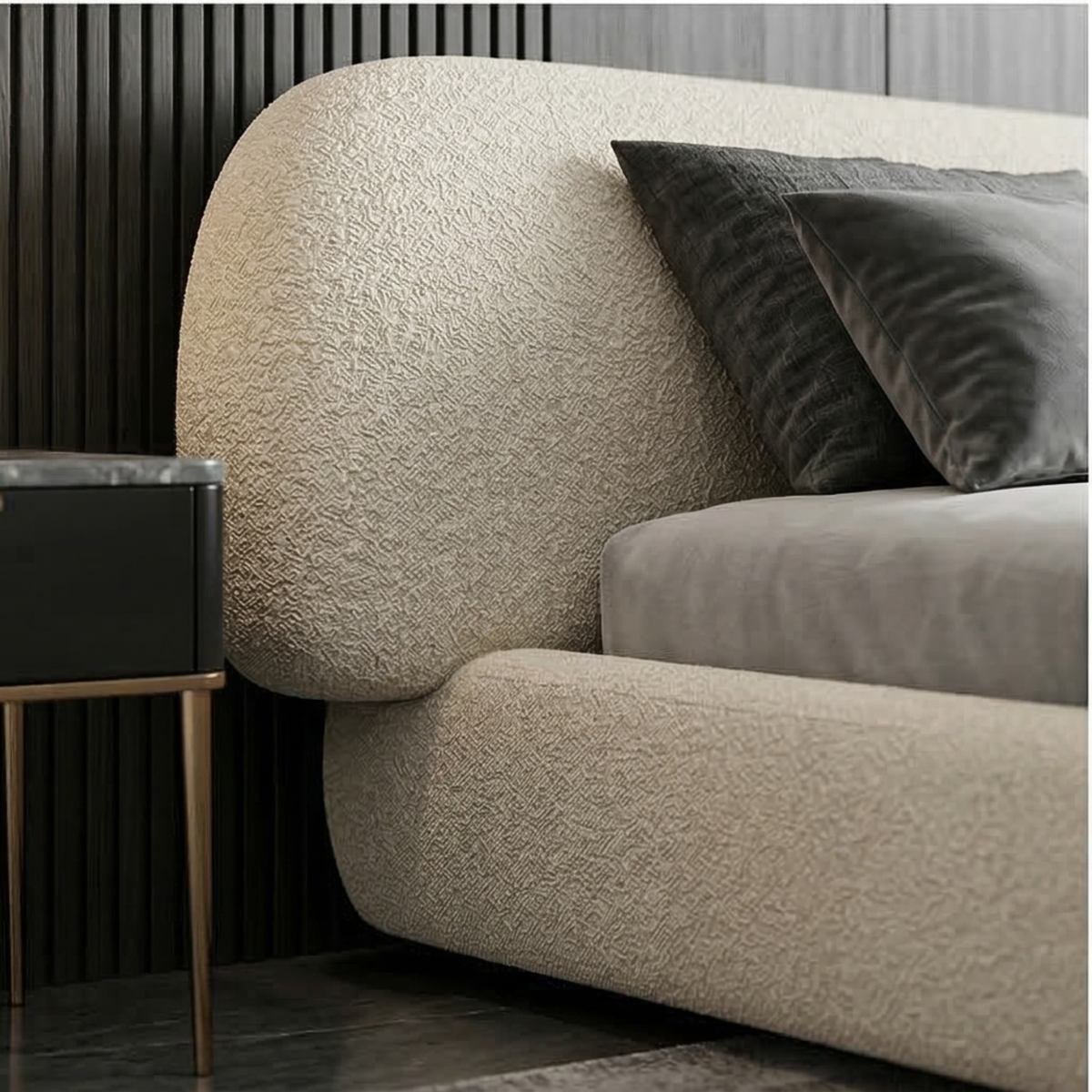 Modern Curved Upholstered Bed