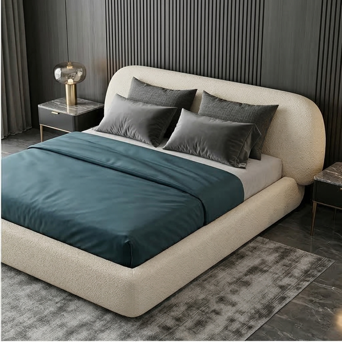 Modern Curved Upholstered Bed