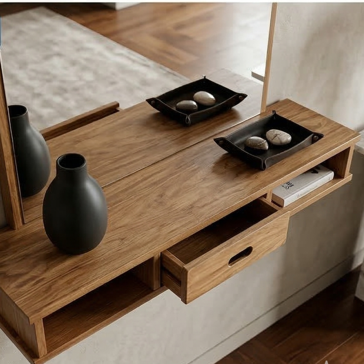 Modern Entryway Mirror Shelf