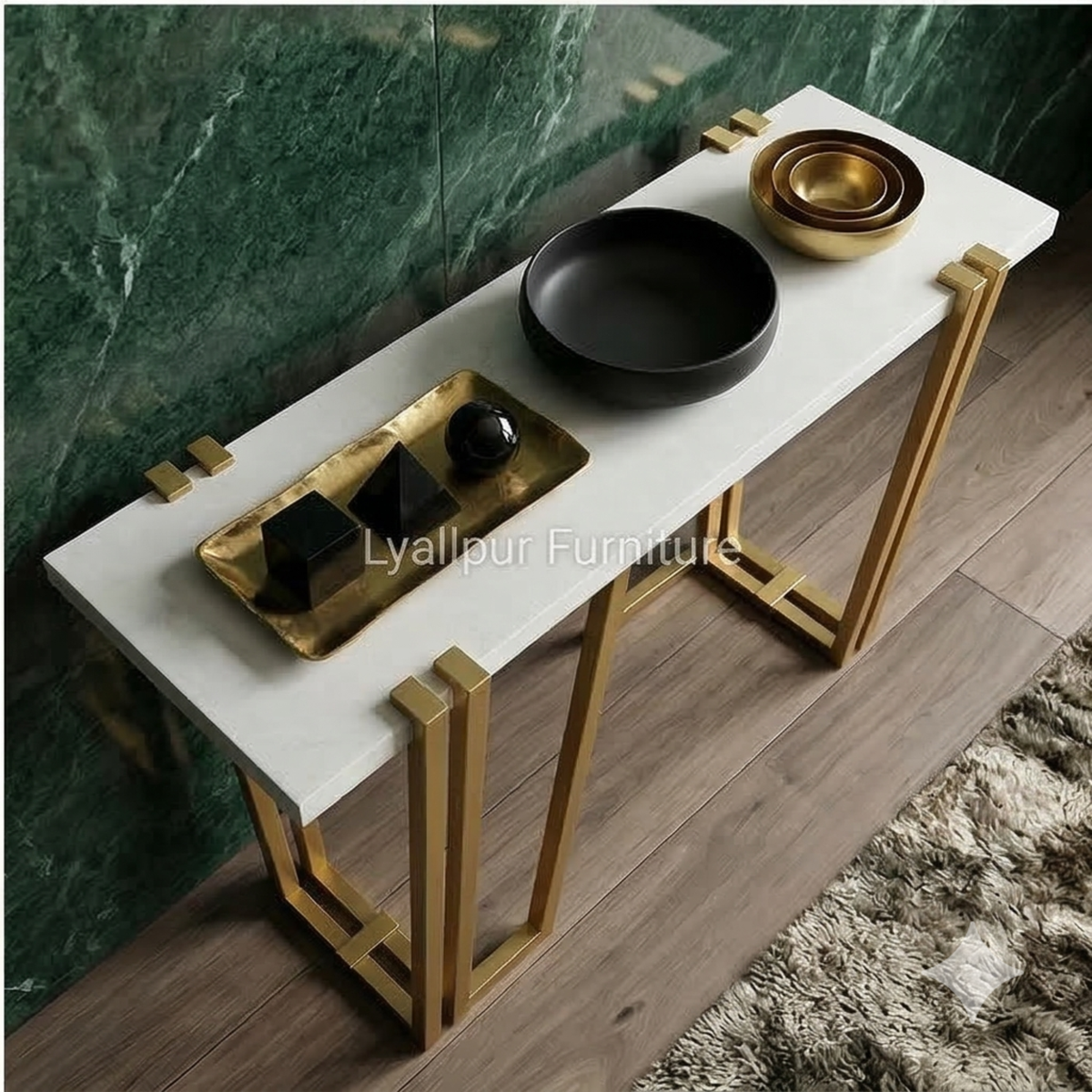 Modern Gold Marble Console Table