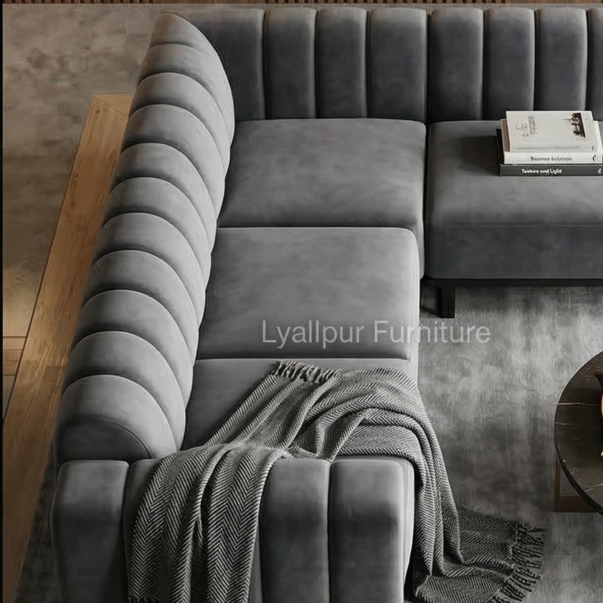 Modern Grey Channel Sofa