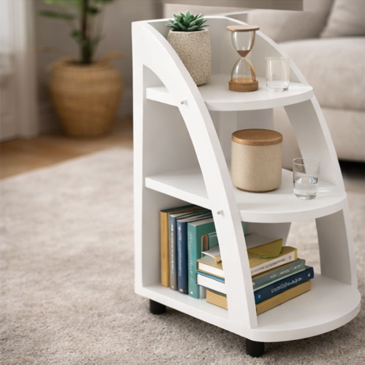 Modern Storage Side Multi Shelf End Table
