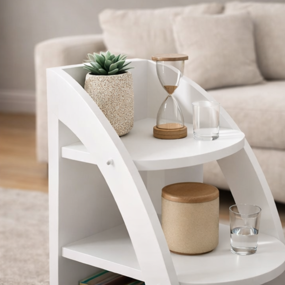 Modern Storage Side Multi Shelf End Table