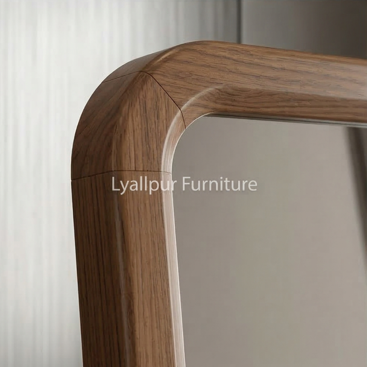 Modern Walnut Rounded Full-Length Mirror