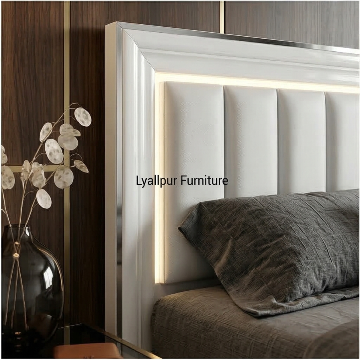 Modern White LED Fluted Bed
