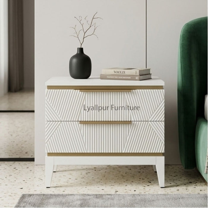 Nordic Chevron Ash Wood Nightstand