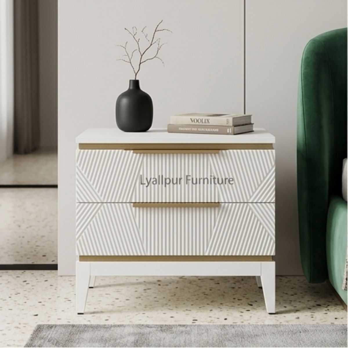 Nordic Chevron Ash Wood Nightstand