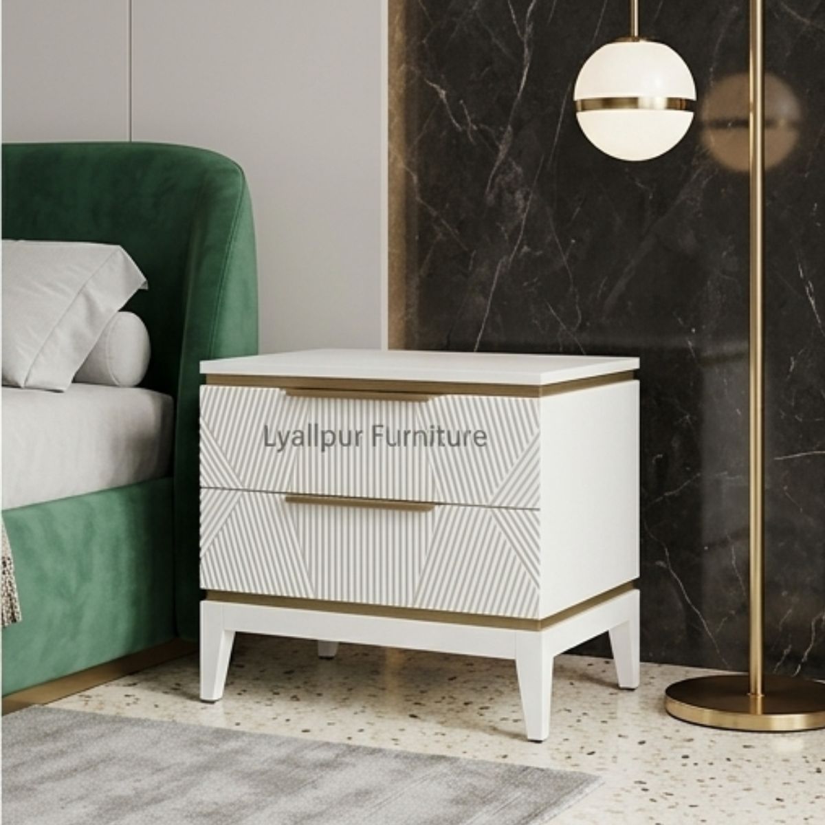 Nordic Chevron Ash Wood Nightstand