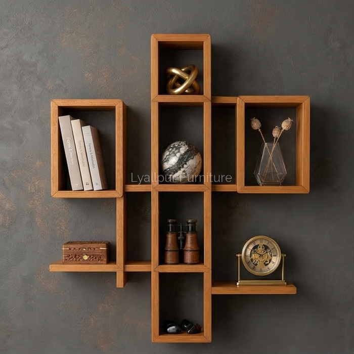 Oak Cross Geometric Shelf