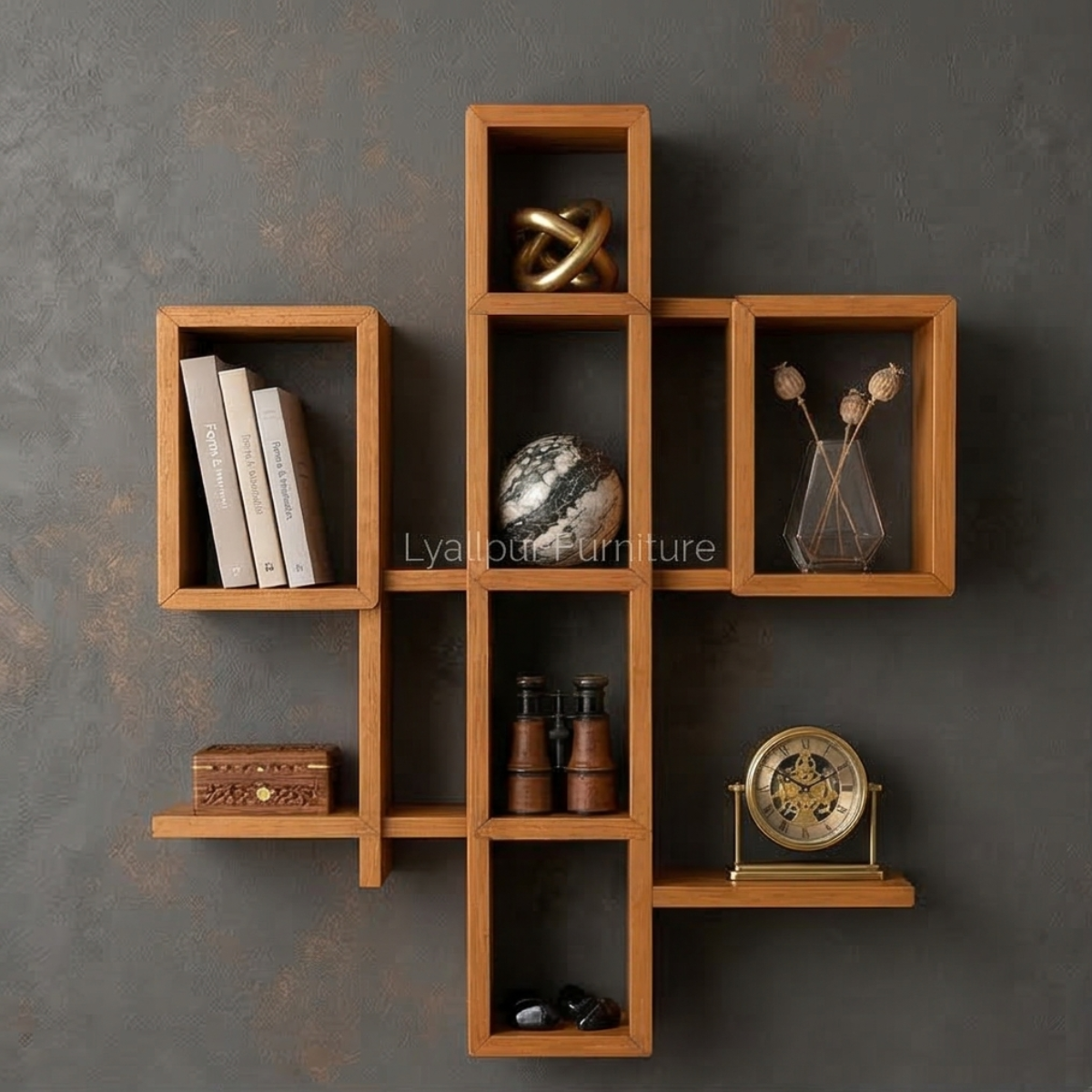 Oak Cross Geometric Shelf