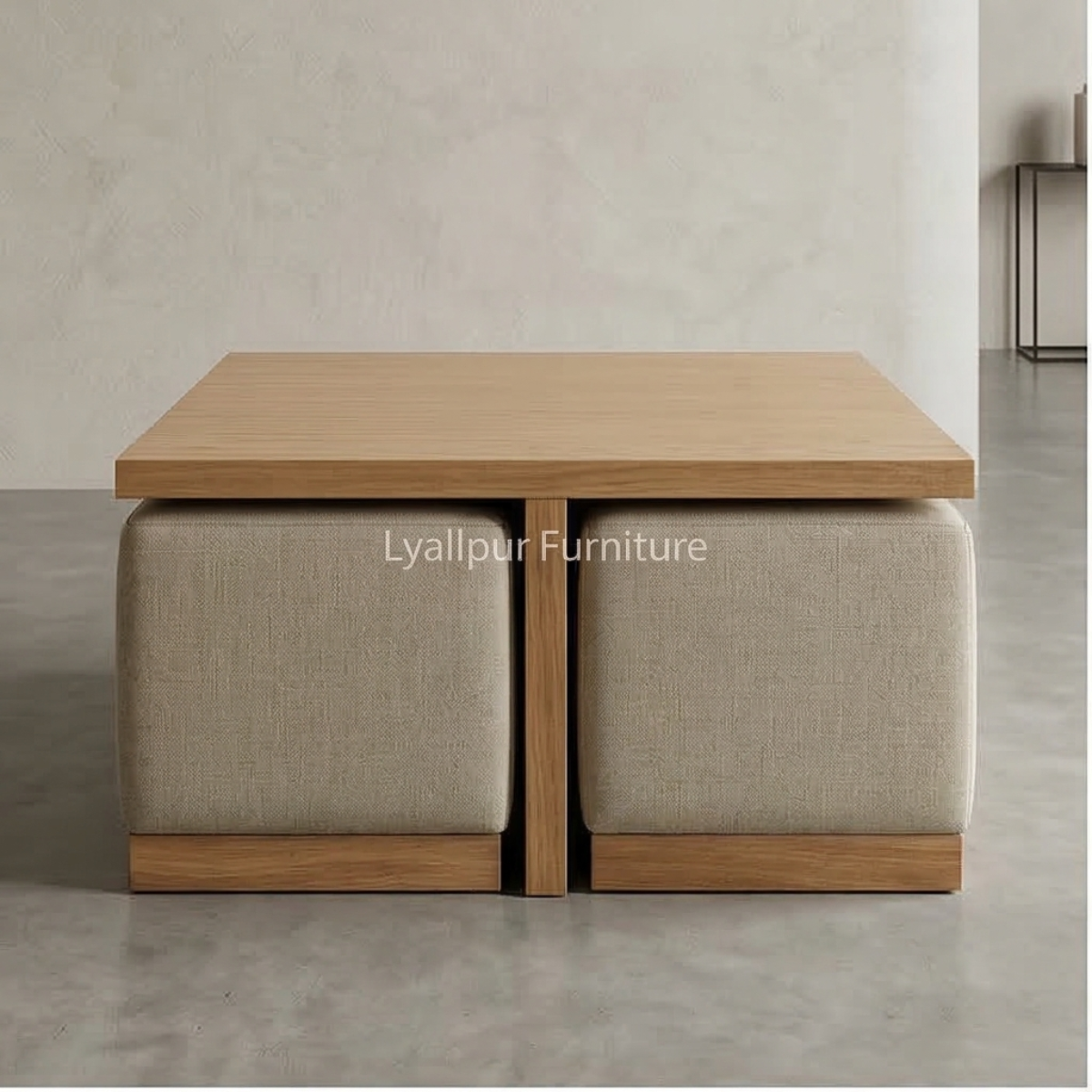Oak Nesting Coffee Table with Ottoman Seating