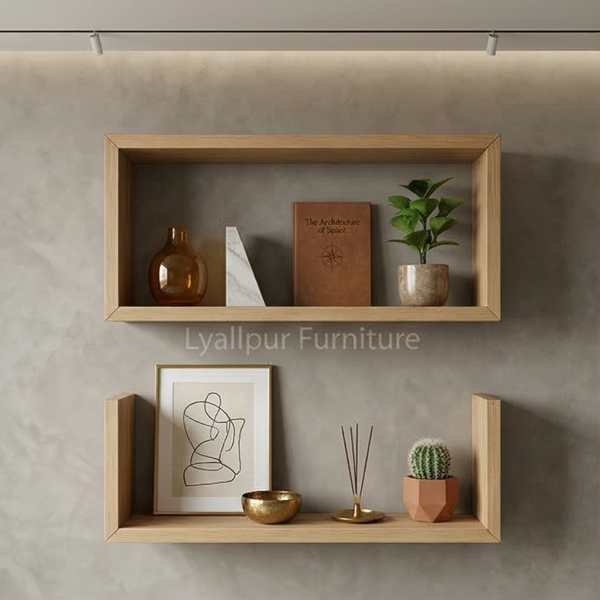 Oak Rectangle & U-Shelf Set