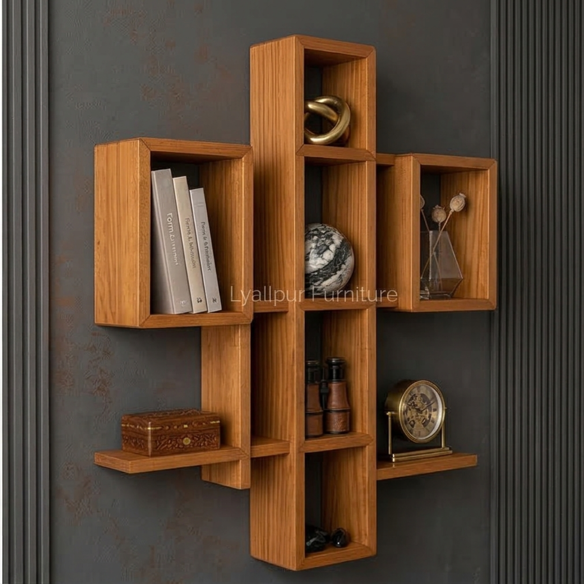 Oak Cross Geometric Shelf