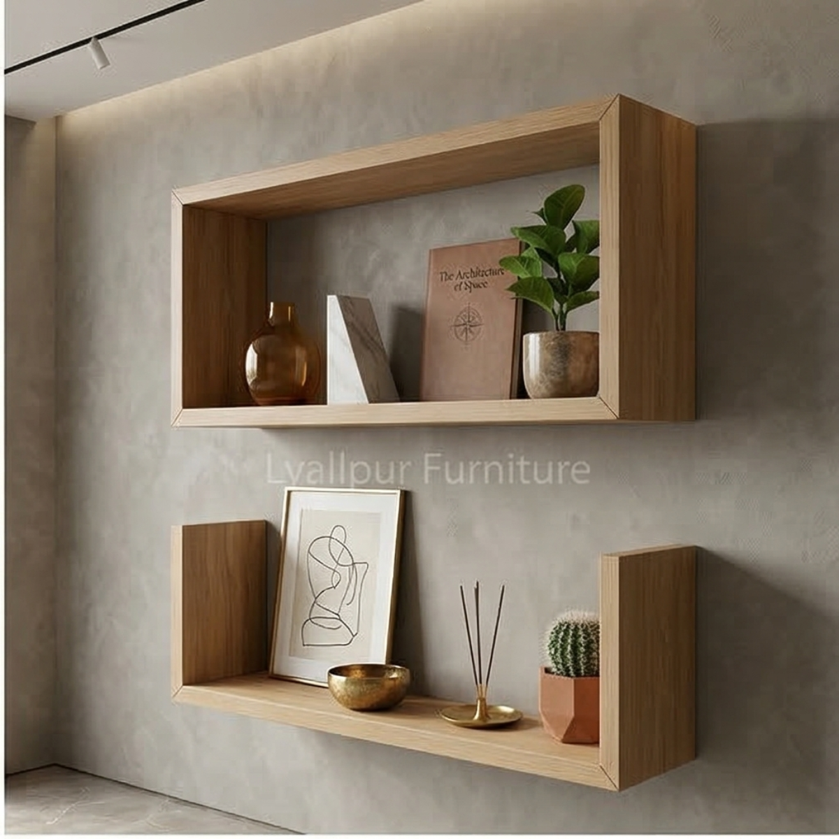 Oak Rectangle & U-Shelf Set