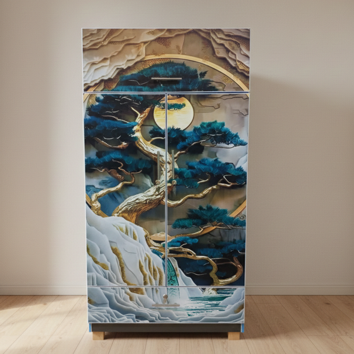 Oriental Moon Art Wardrobe | 2 Door Printed Cupboard in Pakistan