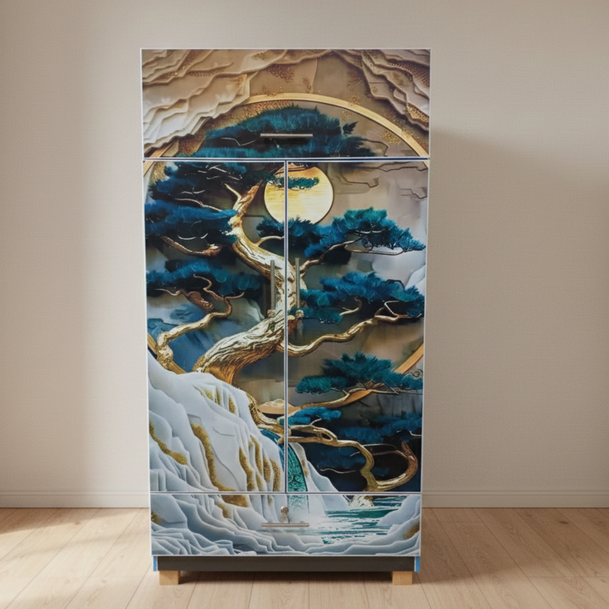 Oriental Moon Art Wardrobe | 2 Door Printed Cupboard in Pakistan