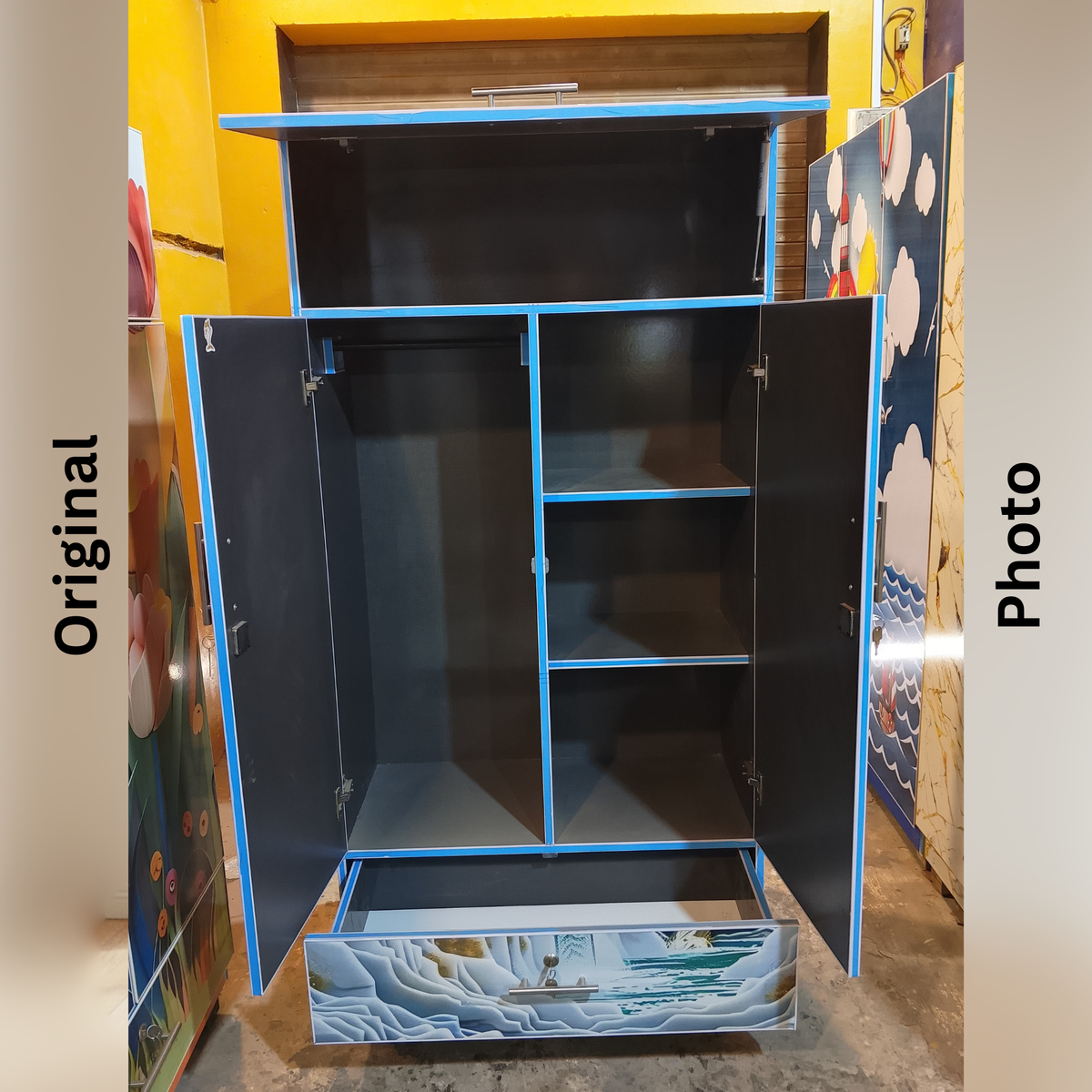 Oriental Moon Art Wardrobe | 2 Door Printed Cupboard in Pakistan