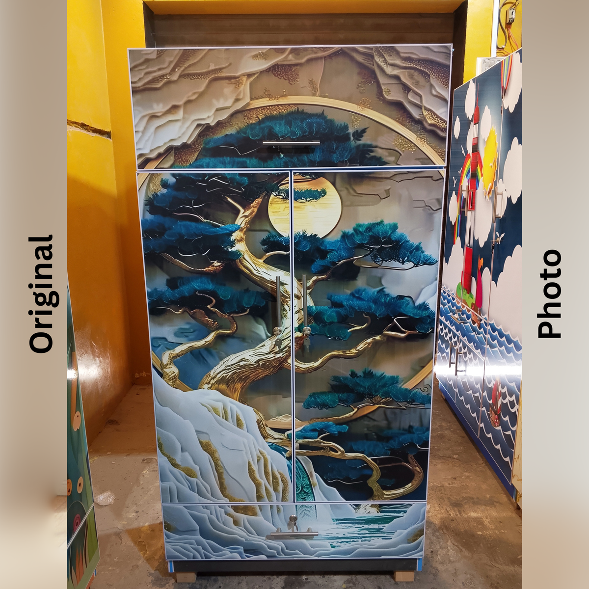 Oriental Moon Art Wardrobe | 2 Door Printed Cupboard in Pakistan