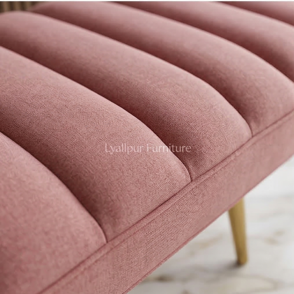 Pink Channel Tufted Bench