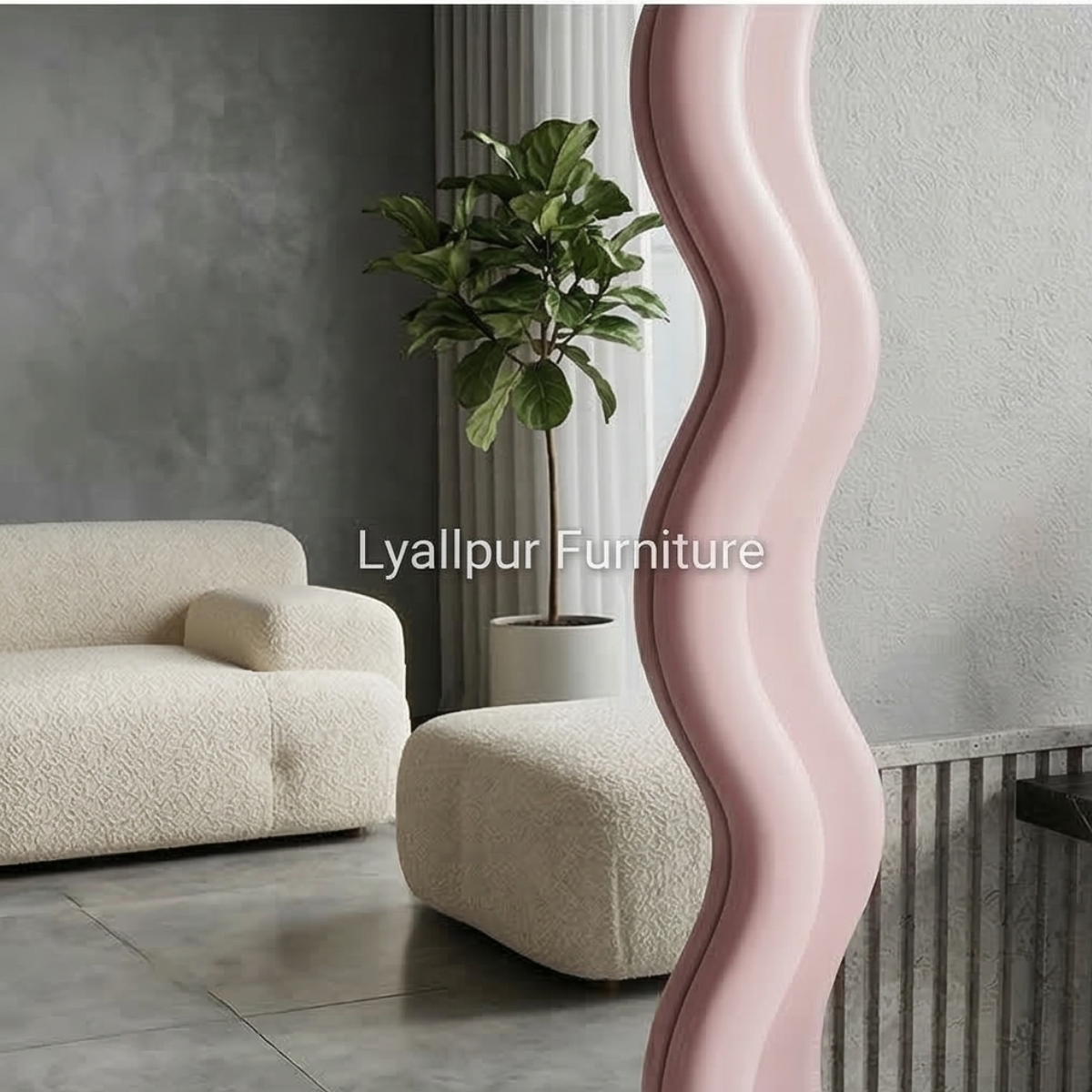 Pink Wavy Full-Length Mirror