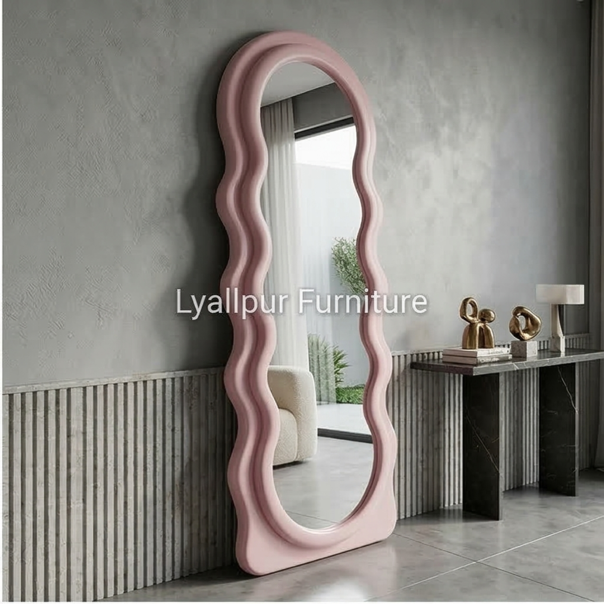 Pink Wavy Full-Length Mirror