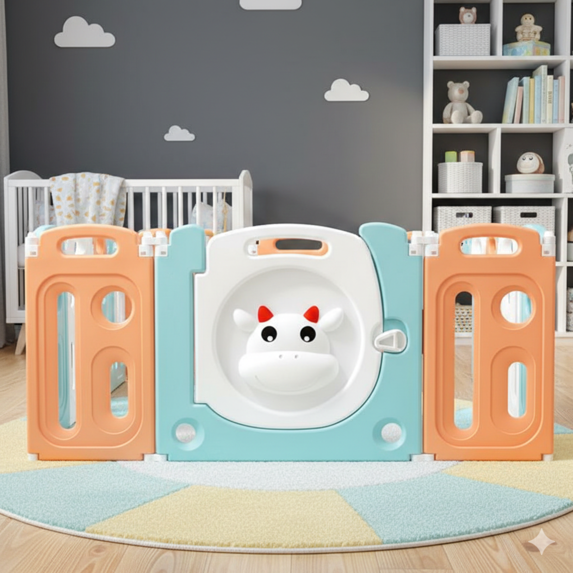 Premium Baby Safety Playpen Fence – Multi-Color Kids Activity Play Yard with Safety Door