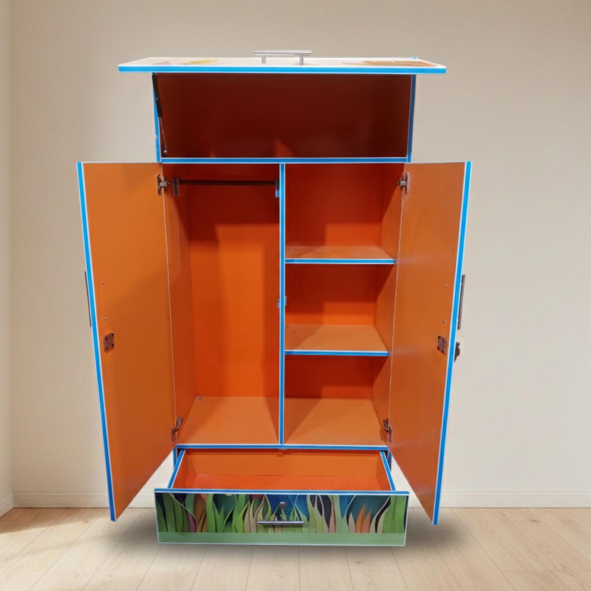 RosyBloom Kids Cupboard – Wooden Kids Wardrobe