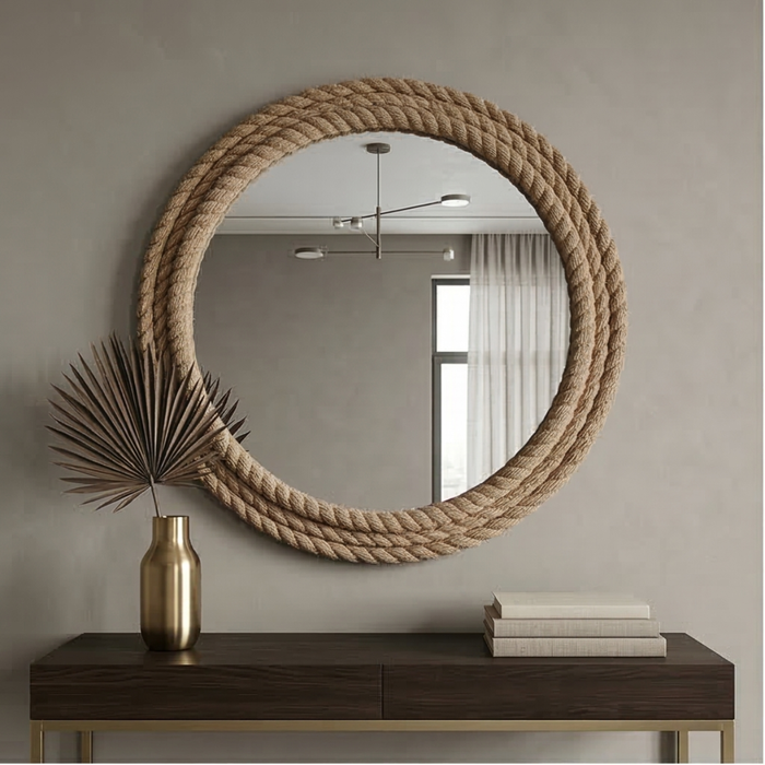 Round Nautical Rope Mirror