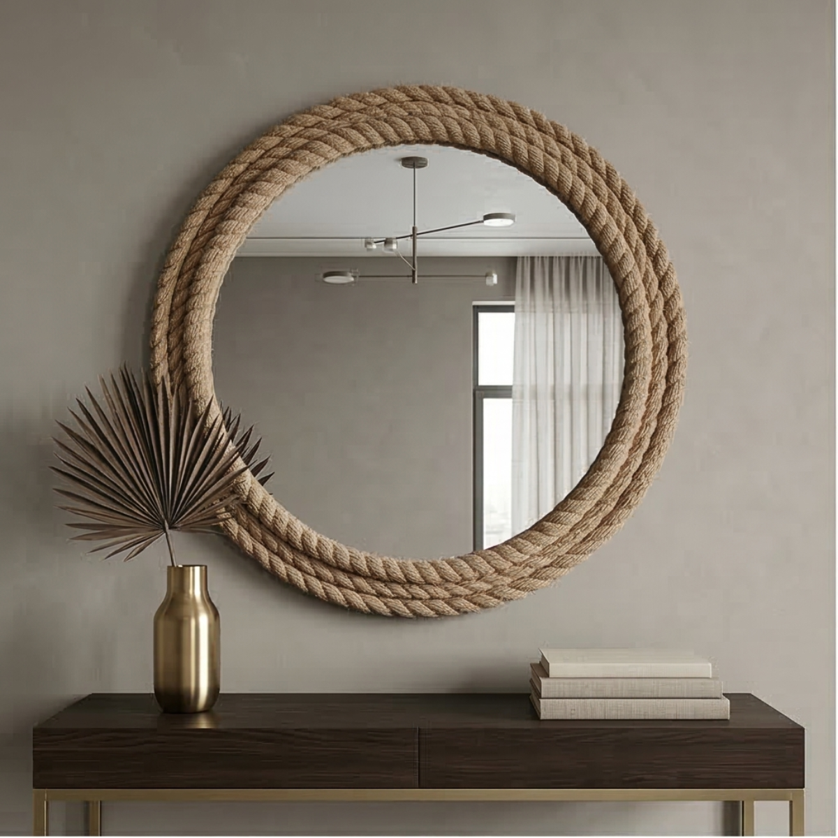 Round Nautical Rope Mirror