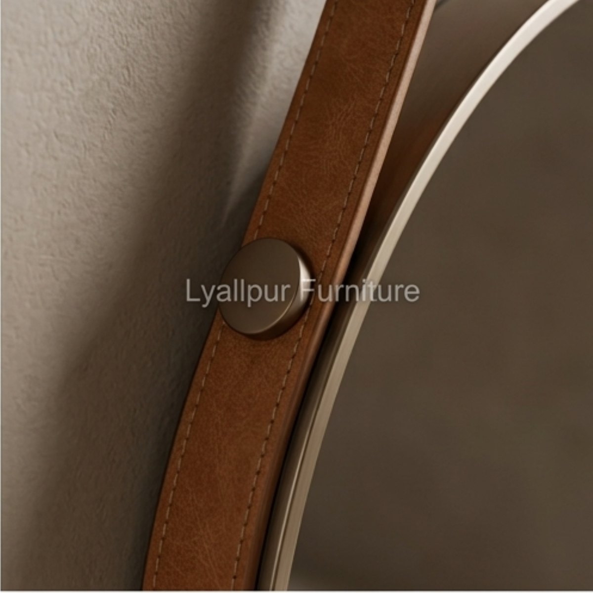Round Leather Strap Wall Mirror