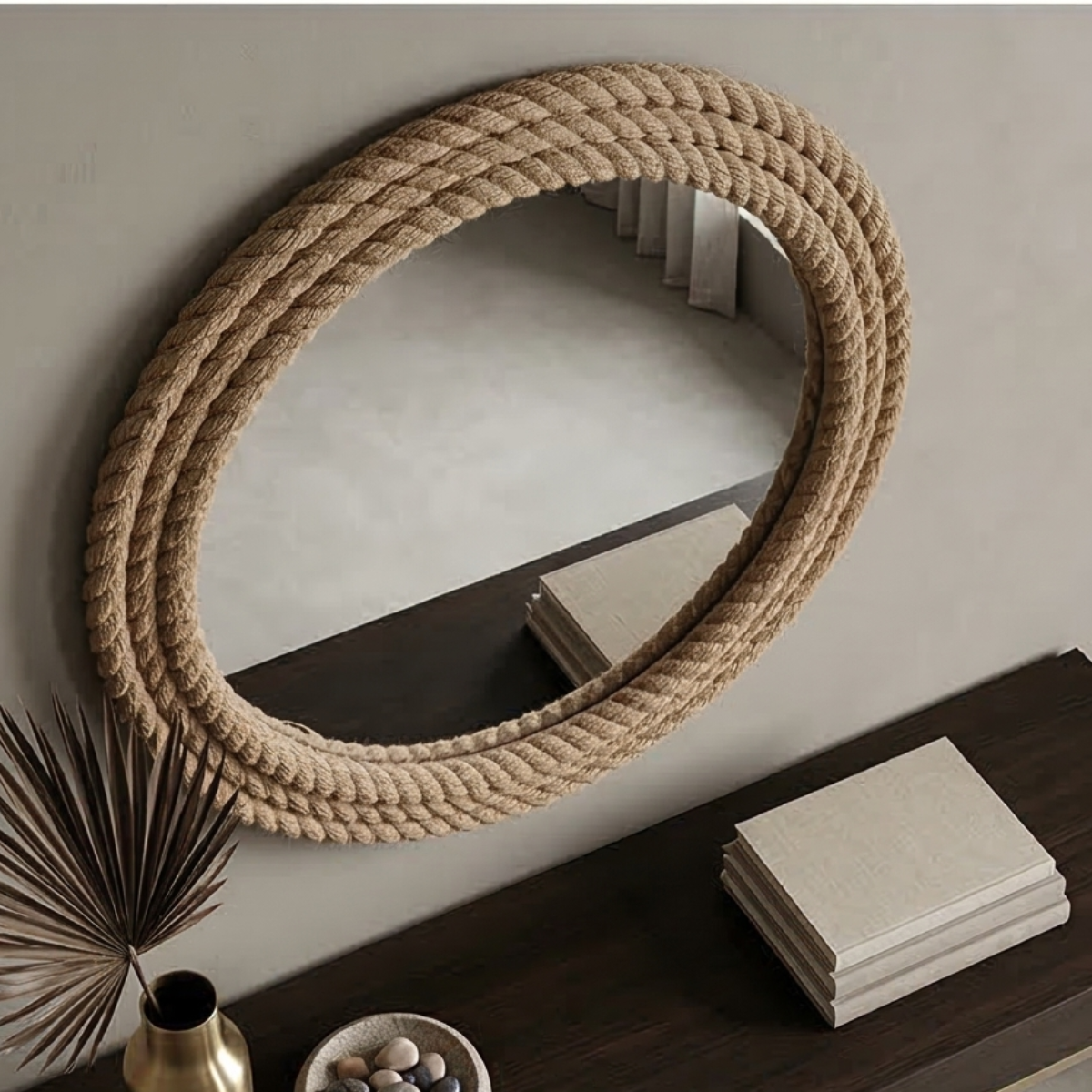 Round Nautical Rope Mirror
