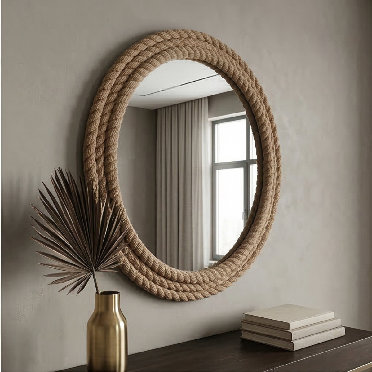 Round Nautical Rope Mirror