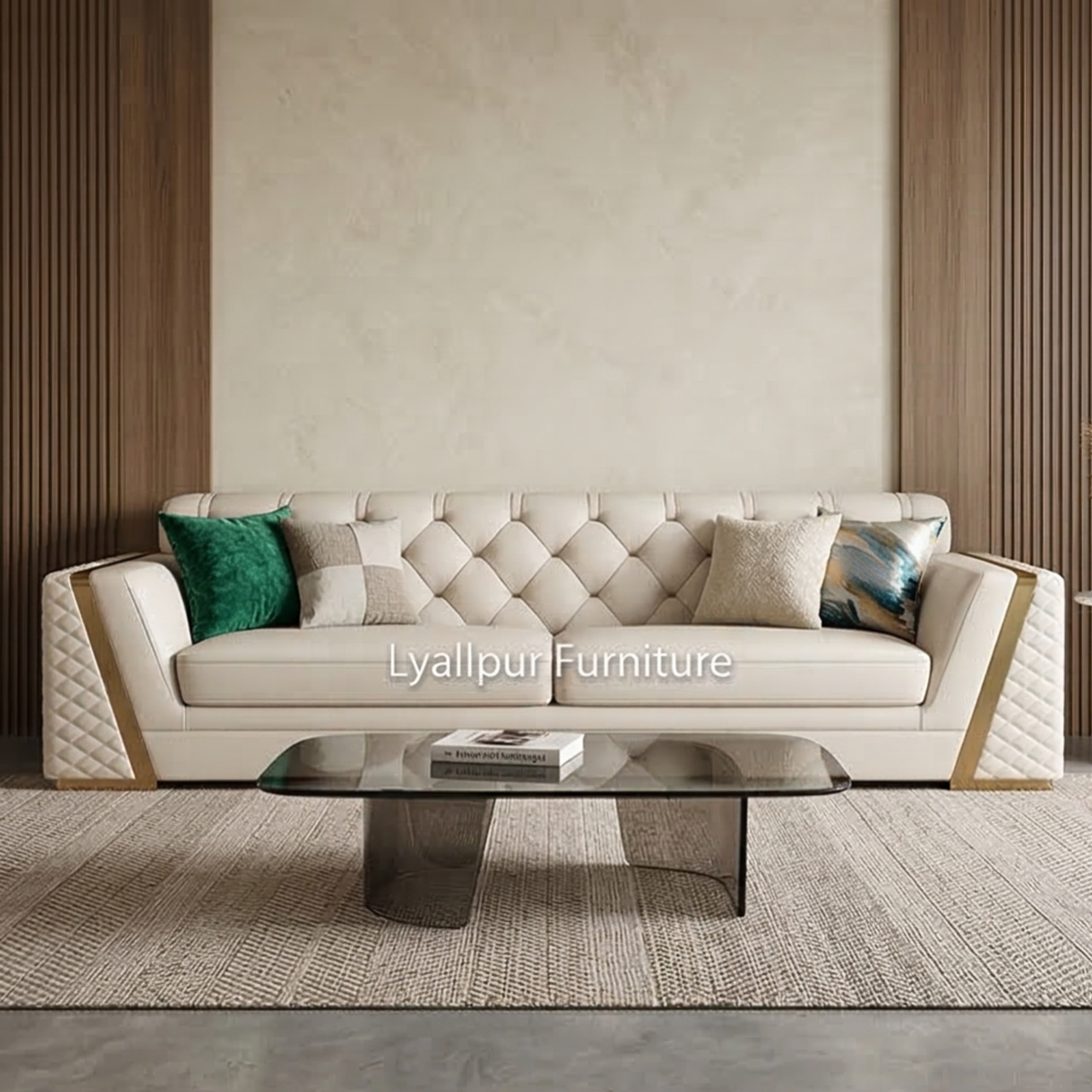 Royal Quilted Cream Sofa