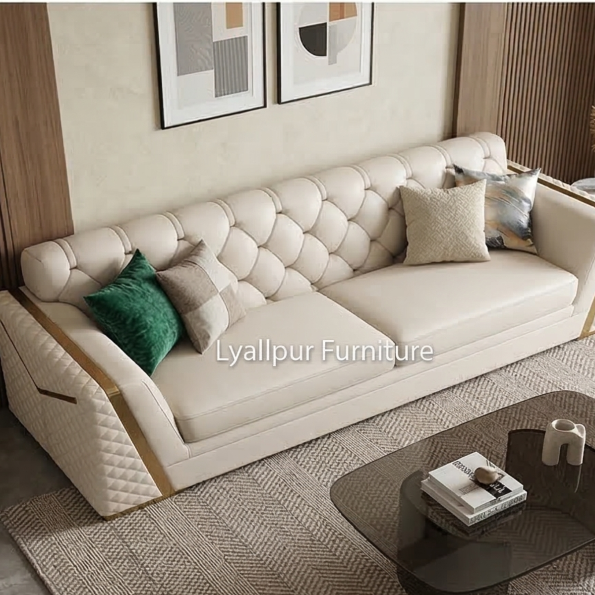 Royal Quilted Cream Sofa