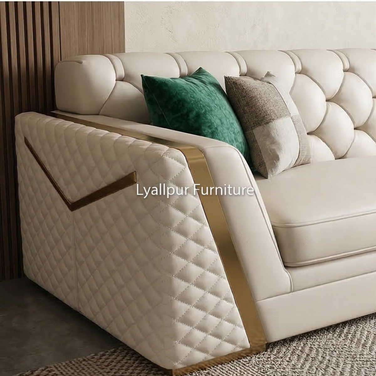 Royal Quilted Cream Sofa