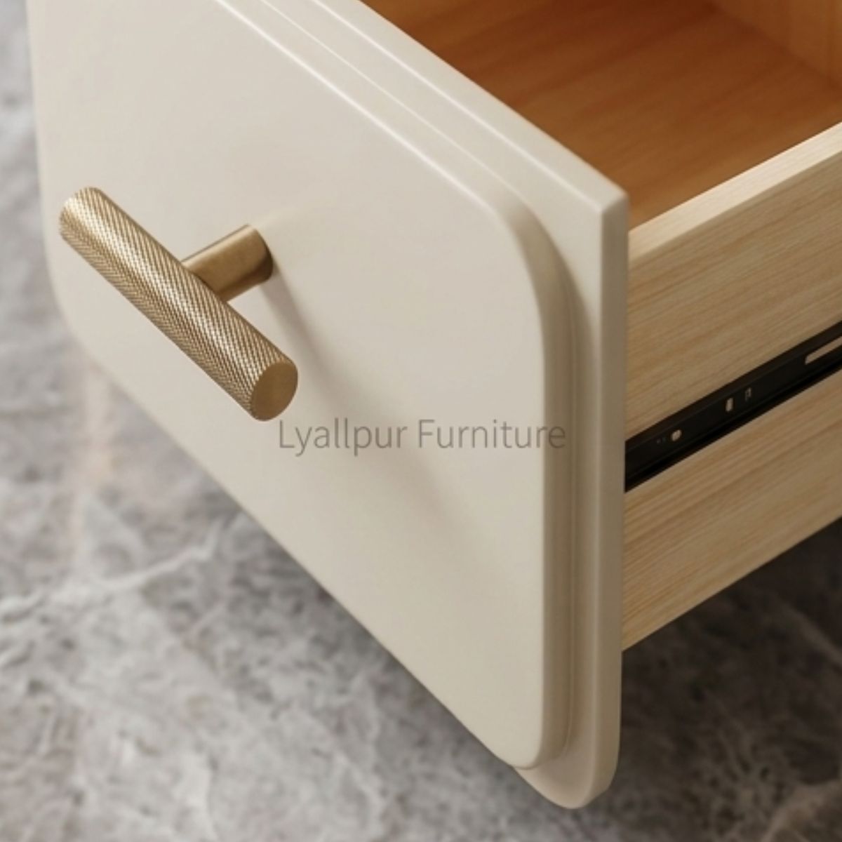 Sloane Curved Ivory Bedside Table