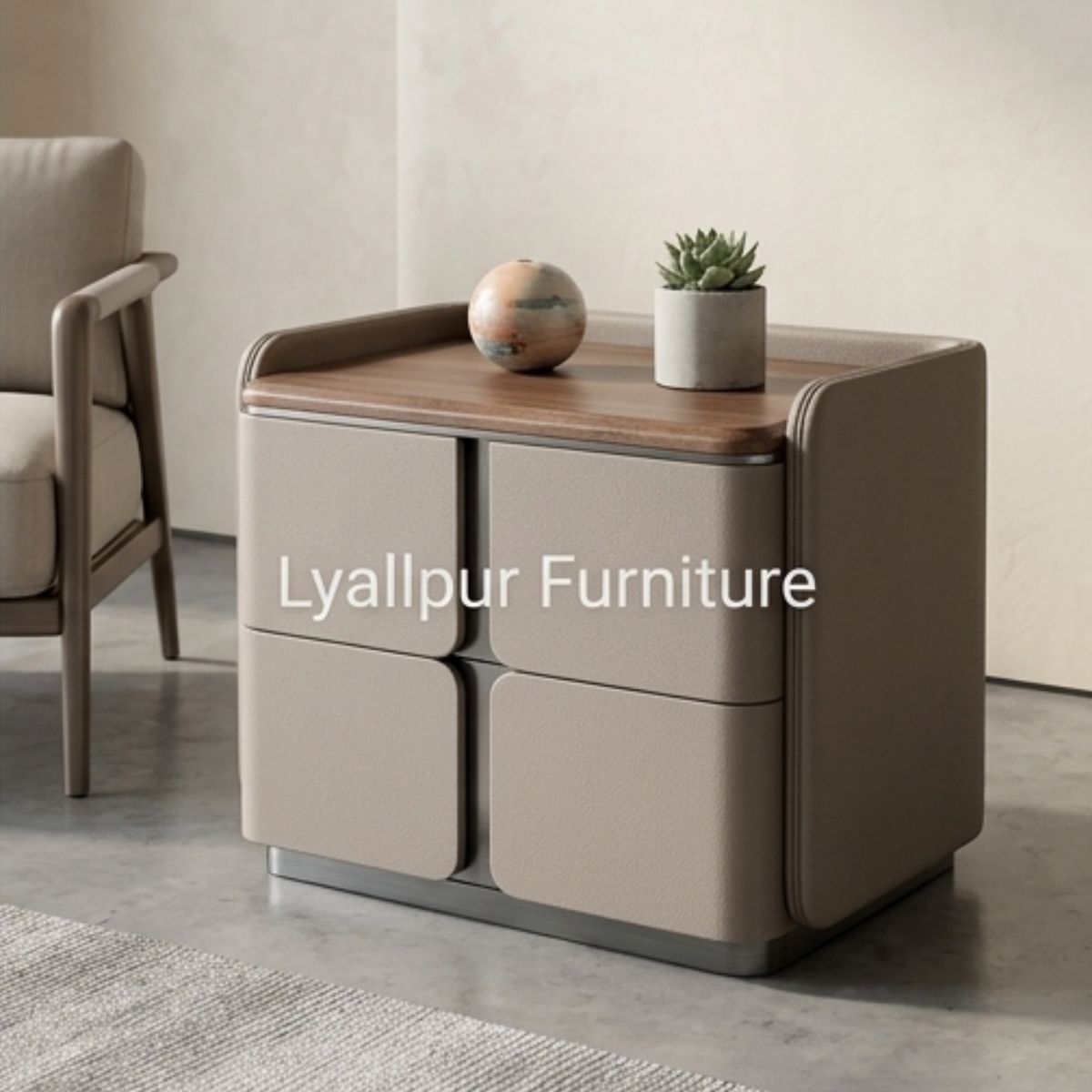 Remini Quad Pebble Upholstered Nightstand