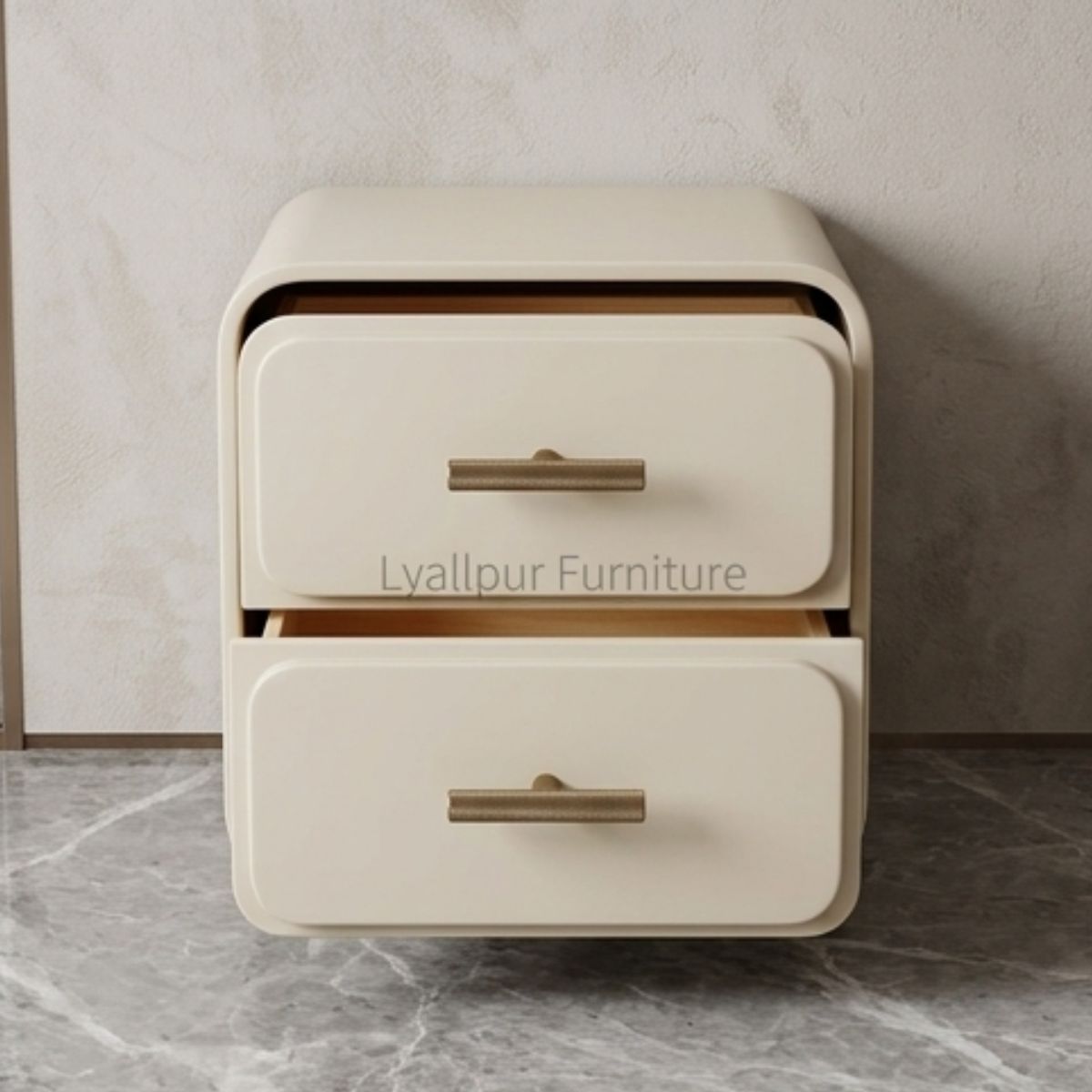 Sloane Curved Ivory Bedside Table