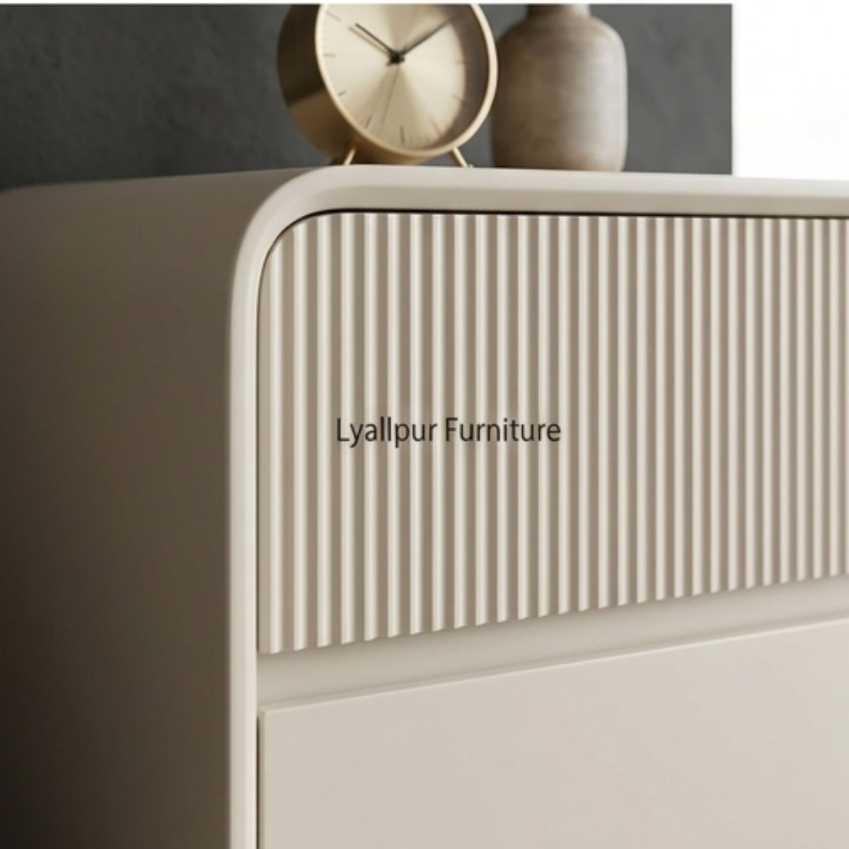 Sloane Fluted Cream Bedside Block