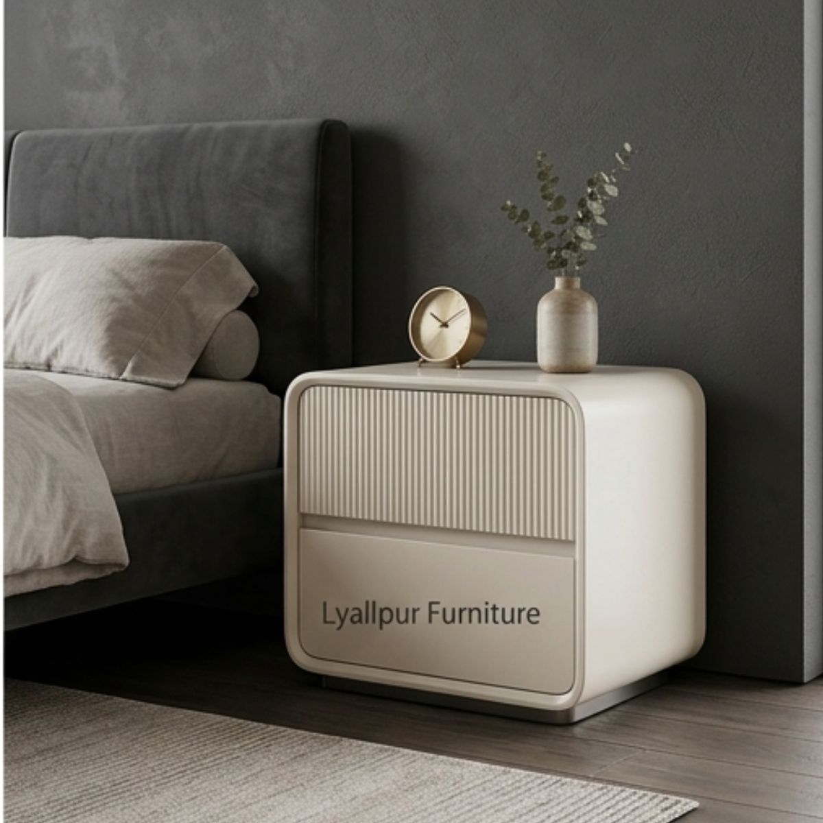 Sloane Fluted Cream Bedside Block
