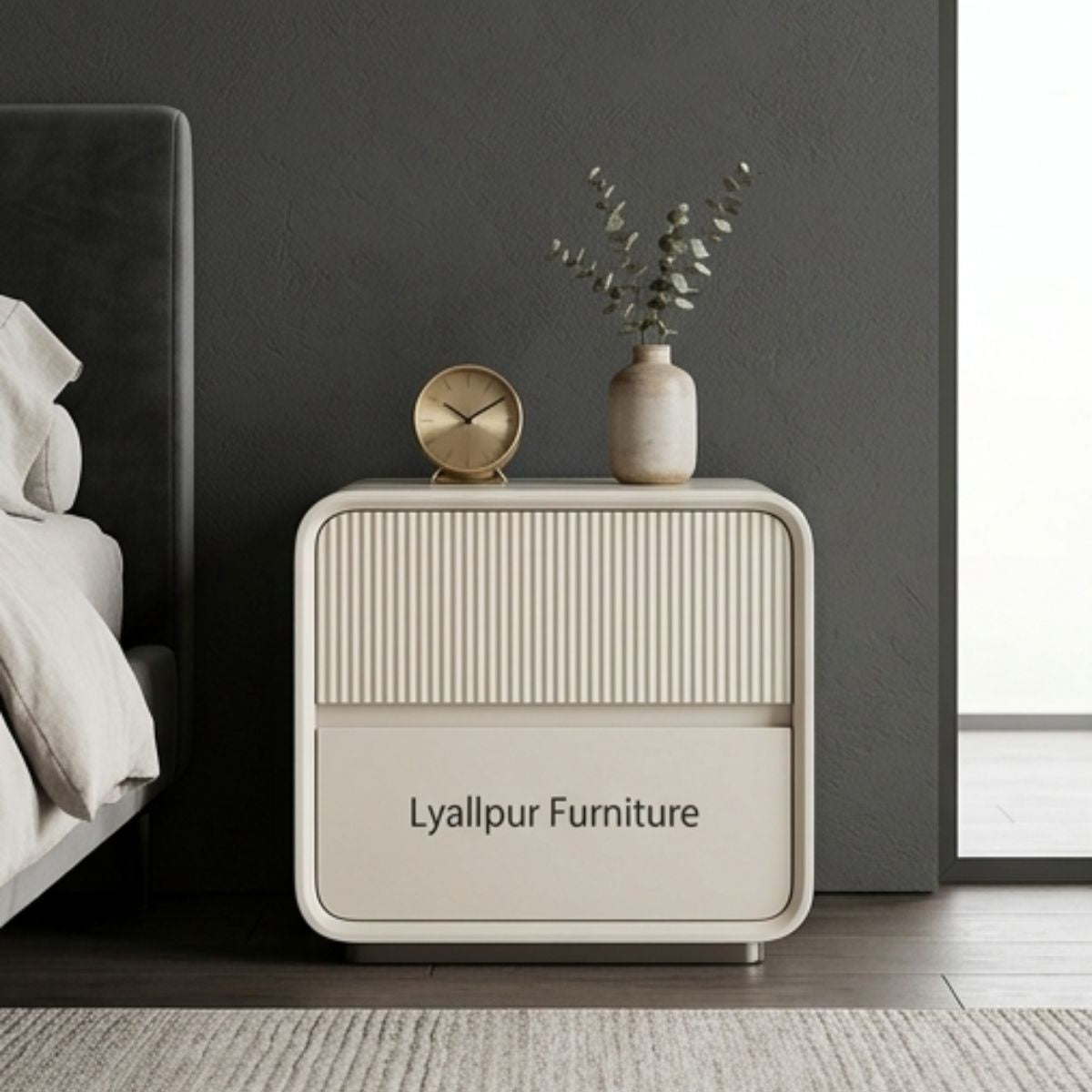 Sloane Fluted Cream Bedside Block